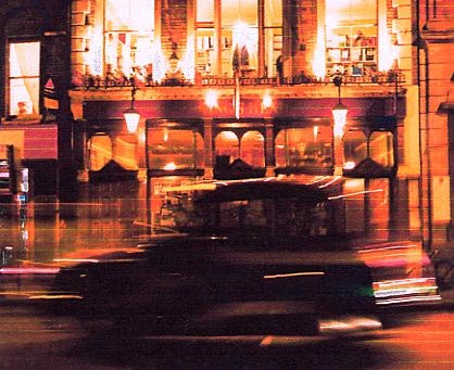The Kings Head theatre pub at night.