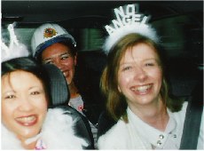 Back seat hen party in a DiscoCar.
